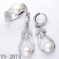 Factory Wholesale 925 Sterling Silver Pearl Jewelry Set.